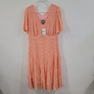 Rabbit Rabbit Rabbit Womens Midi Babydoll Dress Size 12 Floral Lace Pink Fairy